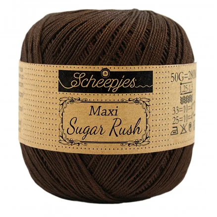 Scheepjes Maxi Sugar Rush Garn Unicolor 162 Black Coffee Populärt val