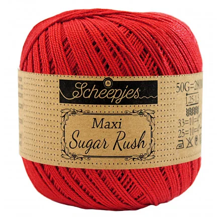 Scheepjes Maxi Sugar Rush Garn Unicolor 115 Hot Red Fynd