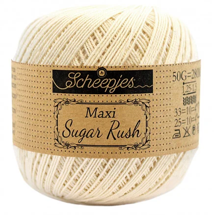 Säker betalning Scheepjes Maxi Sugar Rush Garn Unicolor 130 Old Lace