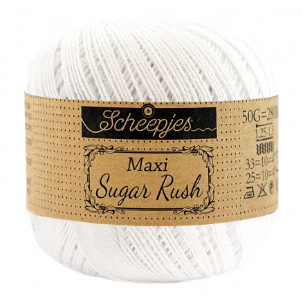 Extra rabatt Scheepjes Maxi Sugar Rush Garn Unicolor 106 Snow White