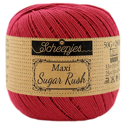 Scheepjes Maxi Sugar Rush Garn Unicolor 192 Scarlet Sänkt pris