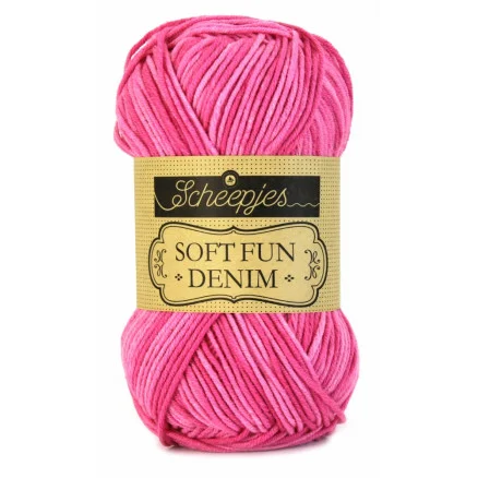Säker betalning Scheepjes Softfun Denim Garn Print 503 Rosa