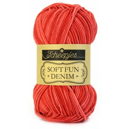 Scheepjes Softfun Denim Garn Print 505 Orangeröd Begränsad tid