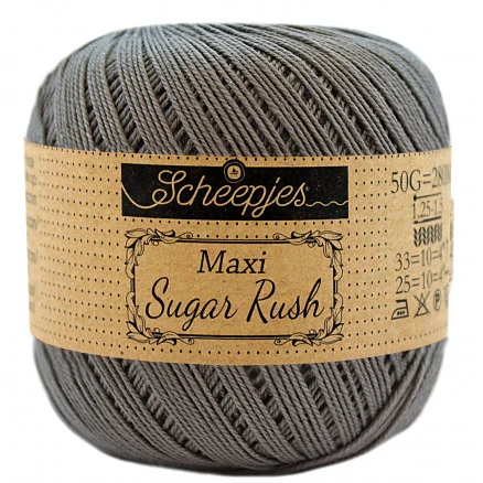 Scheepjes Maxi Sugar Rush Garn Unicolor 242 Metal Grey Kundfavorit