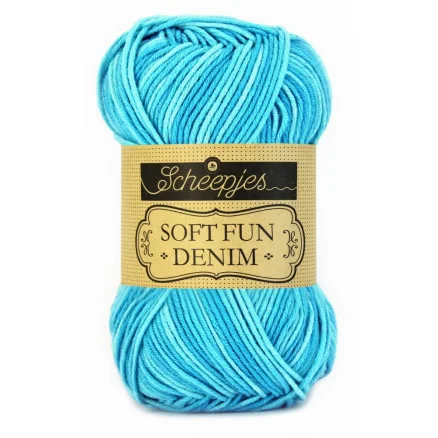 Expressleverans Scheepjes Softfun Denim Garn Print 500 Turkos