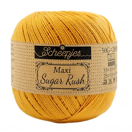 Scheepjes Maxi Sugar Rush Garn Unicolor 249 Saffron risnedsättning
