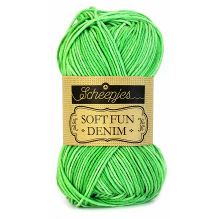 Endast denna vecka Scheepjes Softfun Denim Garn Print 506 Grön