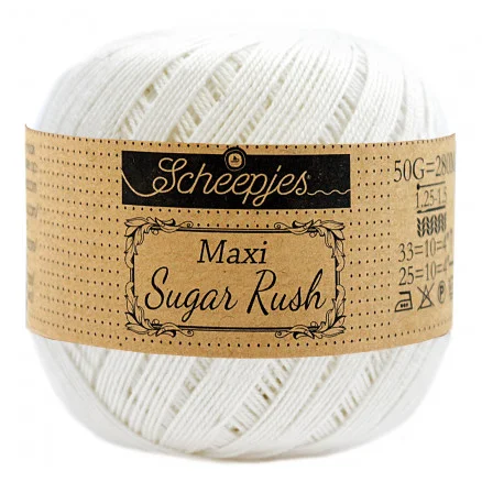 Scheepjes Maxi Sugar Rush Garn Unicolor 105 Bridal white I lager