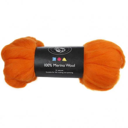 Köp online Kardad ull – Merino Garn, 21 my, 100 g, orange
