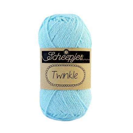 I lager Scheepjes Twinkle Garn Glimmer 919 Babyblå