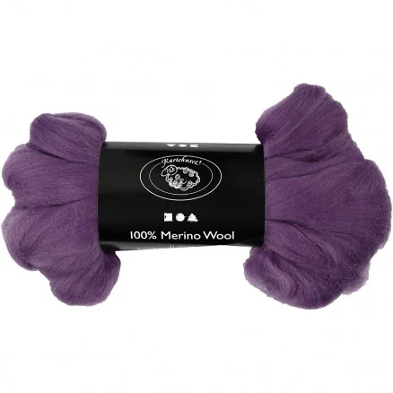 Populär Kardad ull – Merino Garn, 21 my, 100 g, violett