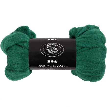 risnedsättning Kardad ull – Merino Garn, 21 my, 100 g, grön