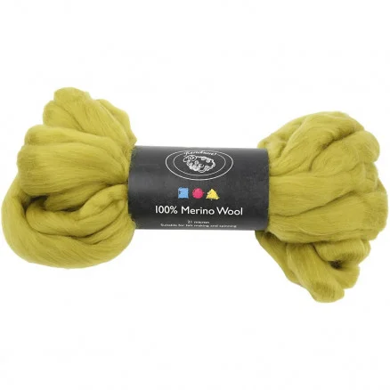 Kardad ull – Merino Garn, 21 my, 100 g, lemon Rabatter