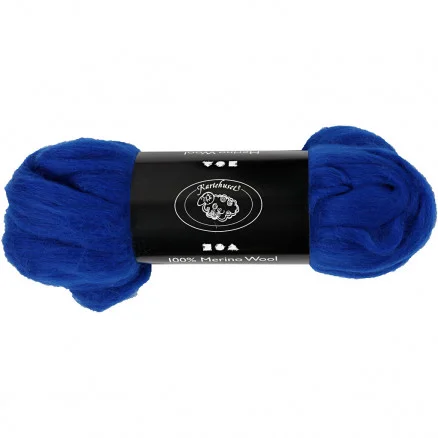Kardad ull – Merino Garn, 21 my, 100 g, kungsblå Fynd