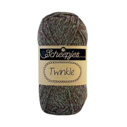 Scheepjes Twinkle Garn Glimmer 905 Mörkbrun Rabatter