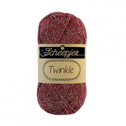 Populär Scheepjes Twinkle Garn Glimmer 932 Mörkröd