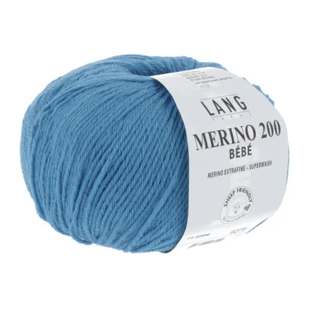 Lang Yarns Merino 200 Bebe Garn 306 Blå risnedsättning