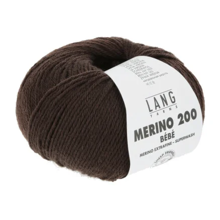 risnedsättning Lang Yarns Merino 200 Bebe Garn 368 Mörk Brun