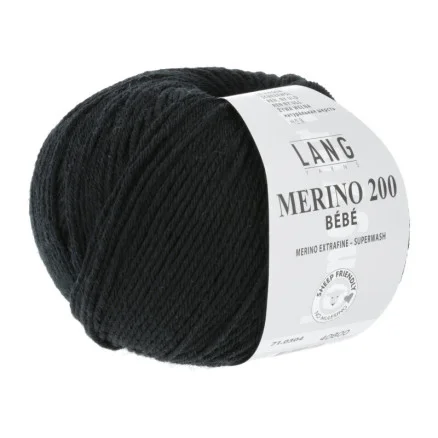 I lager Lang Yarns Merino 200 Bebe Garn 304 Svart