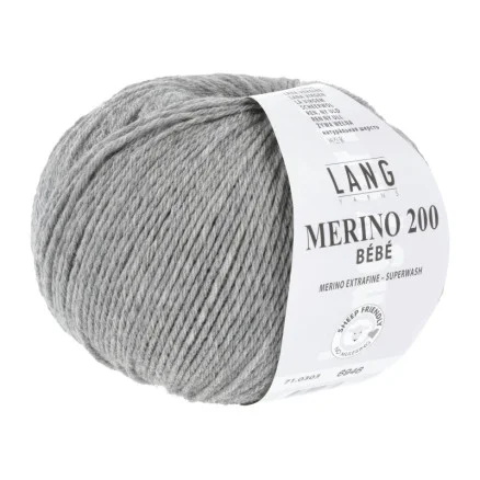 Lang Yarns Merino 200 Bebe Garn 303 Ljus Grå Melange Kampanj