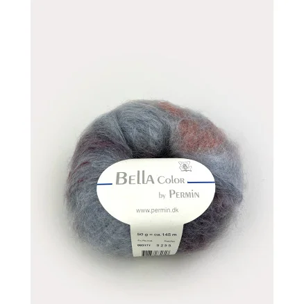 Snabb leverans Permin Bella Color Garn 71 Grå/Rost/Bordeaux