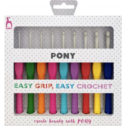 Rabatt Pony Easy Grip Virknålset 2-6mm – 9 storlekar