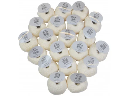 Drops Cotton Merino Garnpaket Unicolor 01 Natur – 20 st Lågt pris