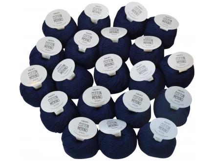Begränsat erbjudande Drops Cotton Merino Garnpaket Unicolor 08 Marinblå – 20 st