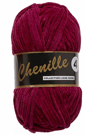 Lammy Chenille 4 50 GR Nallebjörn Garn – 0042 Bordeaux röd risnedsättning
