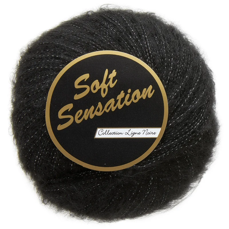 Endast idag Lammy Soft Sensation Garn Med Lurex 25 Gram 0606 Svart
