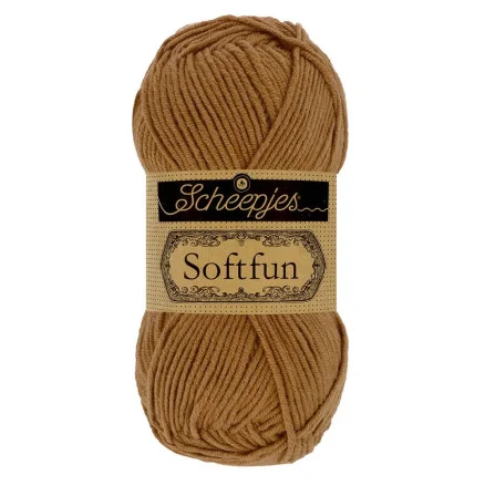 Nyhet Scheepjes Softfun Garn Unicolor 2633 Gul Brun