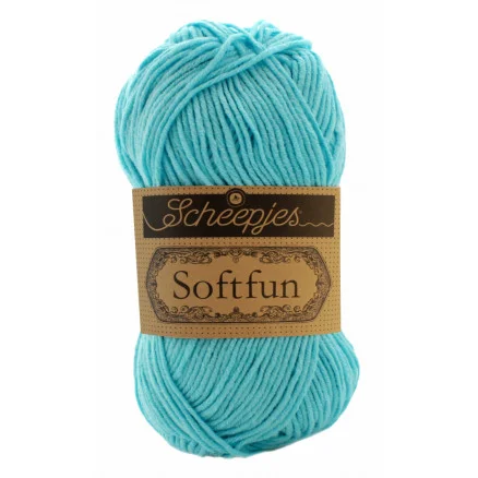 risnedsättning Scheepjes Softfun Garn Unicolor 2603 Ljus Turkos