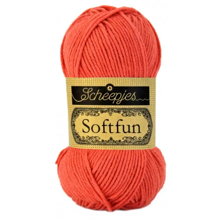 Handla nu Scheepjes Softfun Garn Unicolor 2449 Mörk Persika