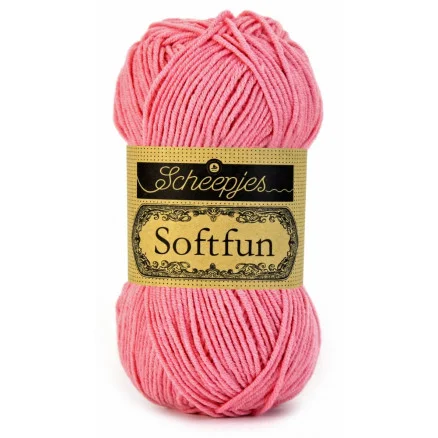 Scheepjes Softfun Garn Unicolor 2514 Korall Rosa Snabb leverans