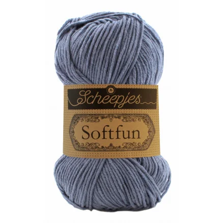Kampanj Scheepjes Softfun Garn Unicolor 2602 Blå Grå