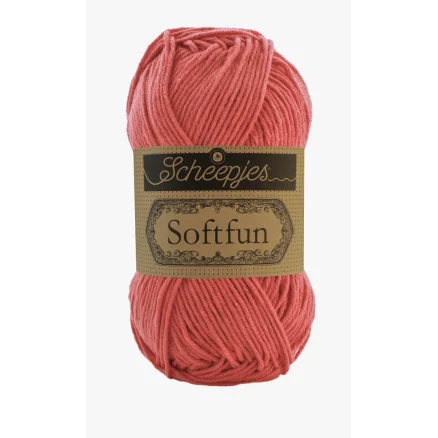 Expressleverans Scheepjes Softfun Garn Unicolor 2607 Röd