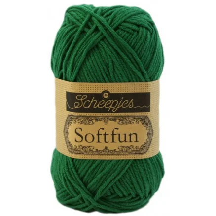 Premium Scheepjes Softfun Garn Unicolor 2535 Mellangrön