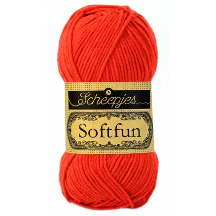 Expressleverans Scheepjes Softfun Garn Unicolor 2410 Ljus Röd