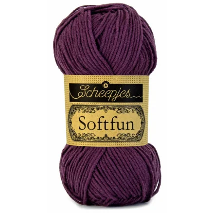 Köp nu Scheepjes Softfun Garn Unicolor 2493 Aubergine
