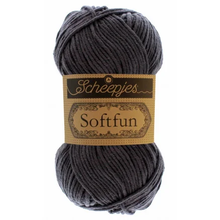 Outlet Scheepjes Softfun Garn Unicolor 2601 Mörkgrå