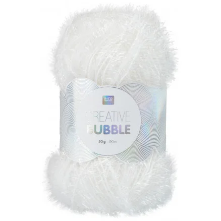 Snabb frakt Rico Creative Bubble Garn Unicolor 001 Vit