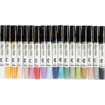 Extra rabatt Plus Color Tusch, L: 14,5 cm, spets 1-2 mm, mixade färger, 5,5 ml, 18 st./ 1 förp.