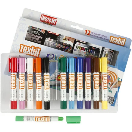 Erbjudandepris Playcolor Textilfärg, L: 14 cm, mixade färger, 5 g, 12 st./ 1 förp.