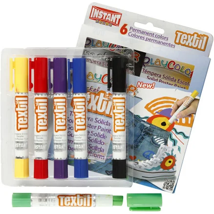 Playcolor Textilfärg, L: 14 cm, mixade färger, 5 g, 6 st./ 1 förp. Sista chansen