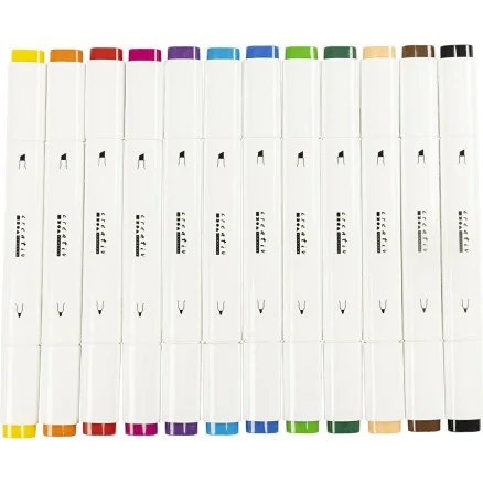 Illustrationspennor, linje 1+8 mm, standardfärger, 12 st / 1 pk. Köp online