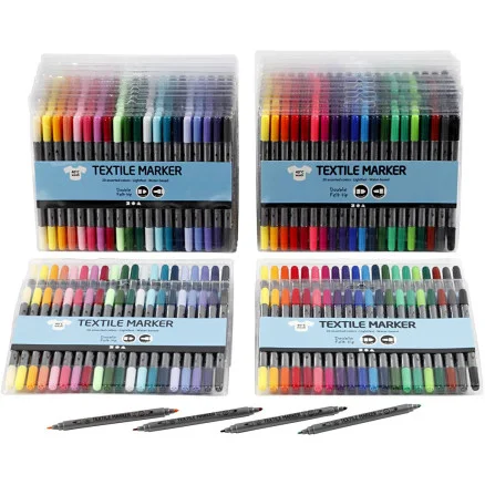 Sänkt pris Textilmarkör, linjetjocklek: 2,3+3,6 mm, standardfärger, spotfärger, 24x20st.