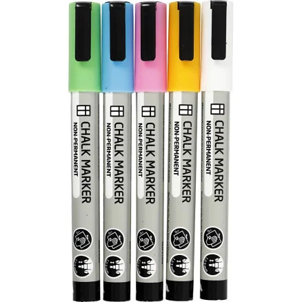 Krittuschpennor, spets 1,2-3 mm, starka färger, 5 st./ 1 förp. Outlet