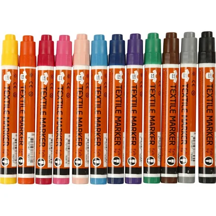 Textilmarkör, linje 2-4 mm, Ass. färger, 12 st / 1 frp. Köp nu