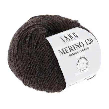 Lang Yarns Garn Merino 120 368 Mörk Brun Melange I lager