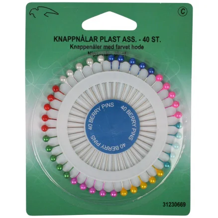 Knappnålar/knappnålar Plast Ass. färger – 40 st. Billig